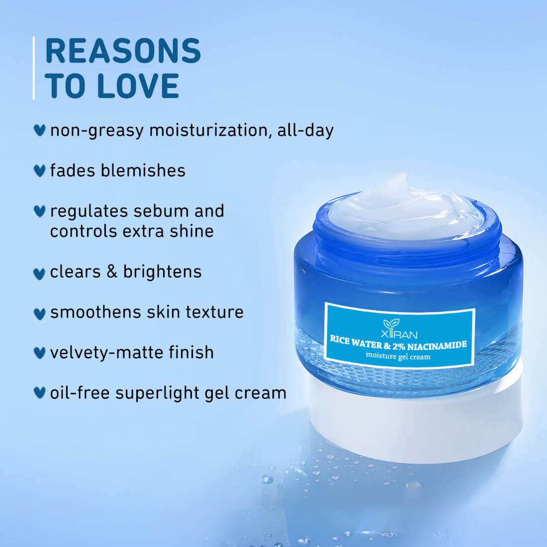 private label 2% niacinamide & rice water gel cream moisturizer